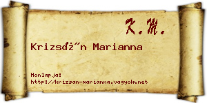 Krizsán Marianna névjegykártya