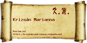 Krizsán Marianna névjegykártya